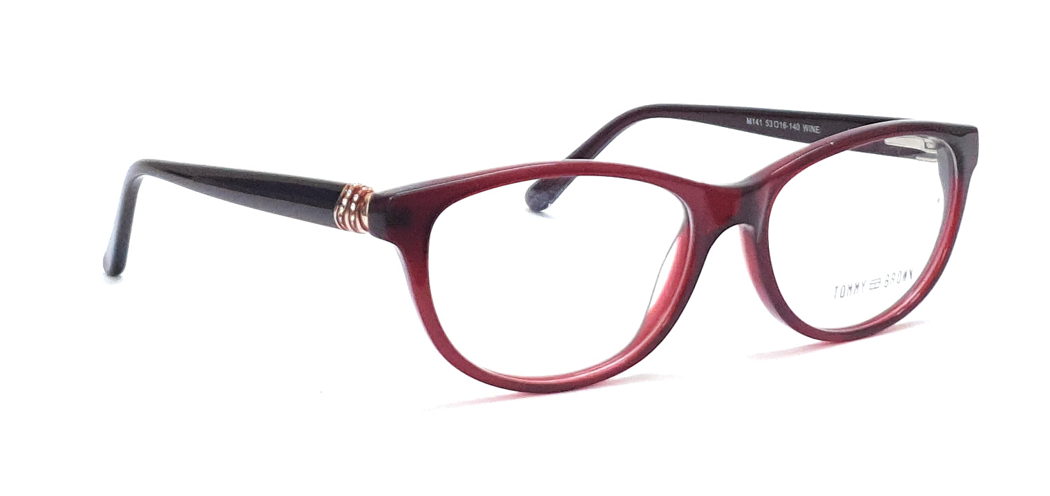 Tommy Brown Fashionable Eyeglasses M141 Wine Spectacle