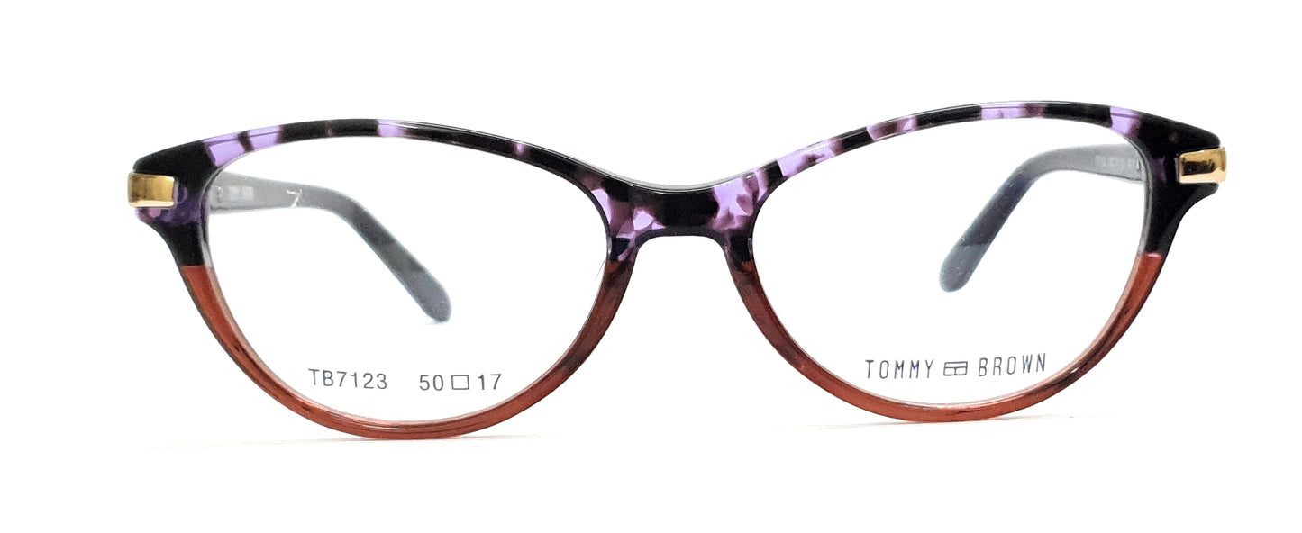 Tommy Brown Cateye Eyeglasses TB7123 Multi-Brown