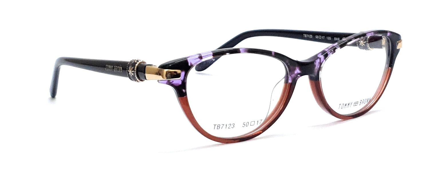 Tommy Brown Cateye Eyeglasses TB7123 Multi-Brown