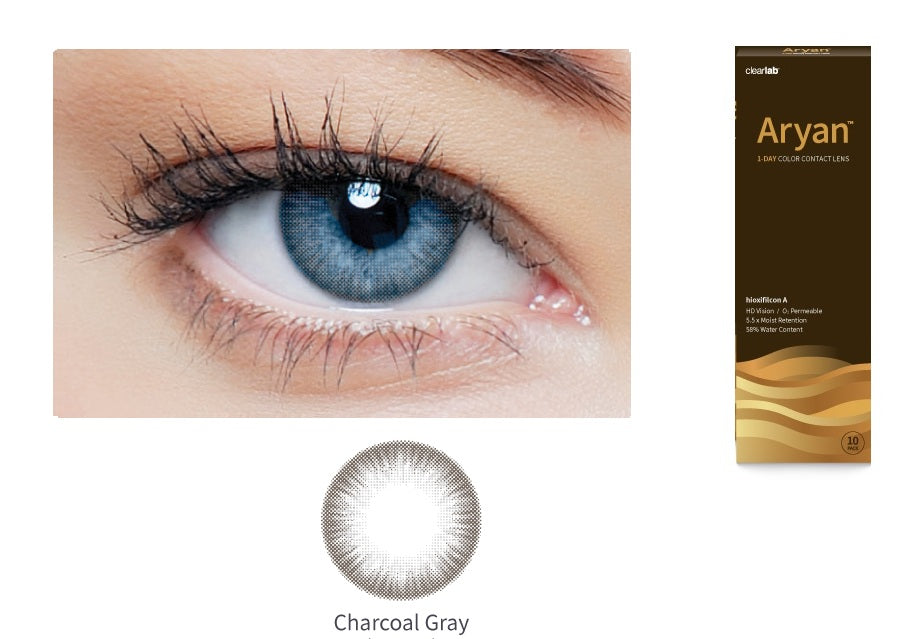 Aryan 1-Day Color Contact Lenses Disposable Contact Lens Charcoal Gray (10pcs in a Box)