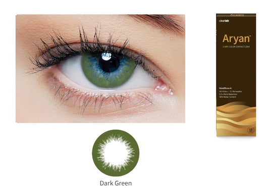Aryan 1-Day Color Contact Lenses Disposable Contact Lens Dark Green (10pcs in a Box)