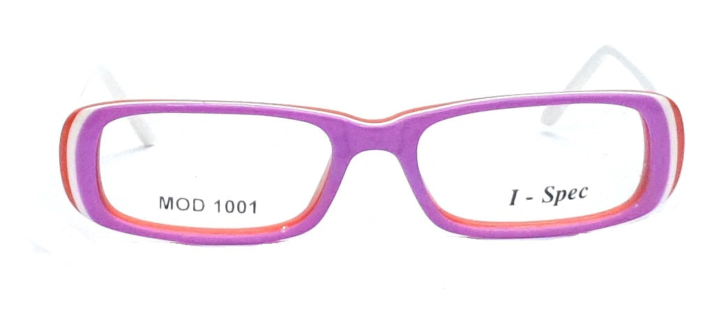 I-Spec KIDS Rectangle Eyeglasses Mod-1001 Pink-White Spectacle