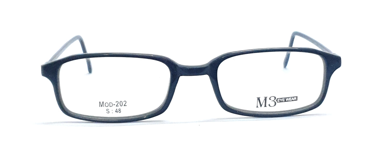 M3 Eyewear KIDS Rectangle Eyeglasses Mod-202 Black Spectacle