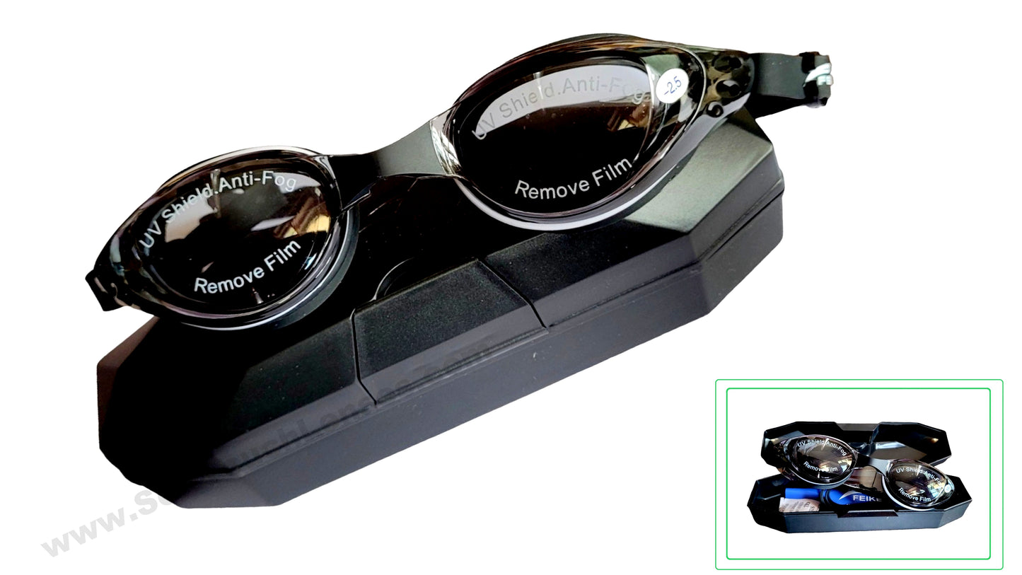 Power Swimming Goggles FEIKE Rx Prescription Optical Corrective Lenses with UV Protection, Anti-Fog