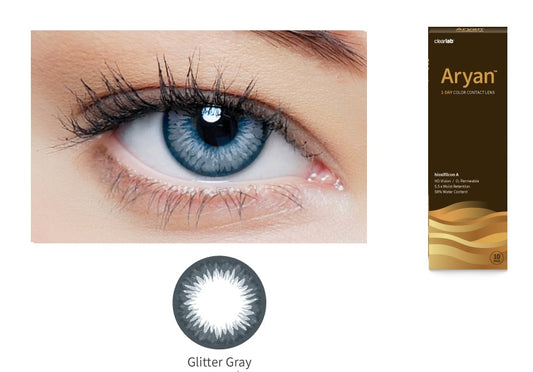 Aryan 1-Day Color Contact Lenses Disposable Contact Lens Glitter Gray (10pcs in a Box)