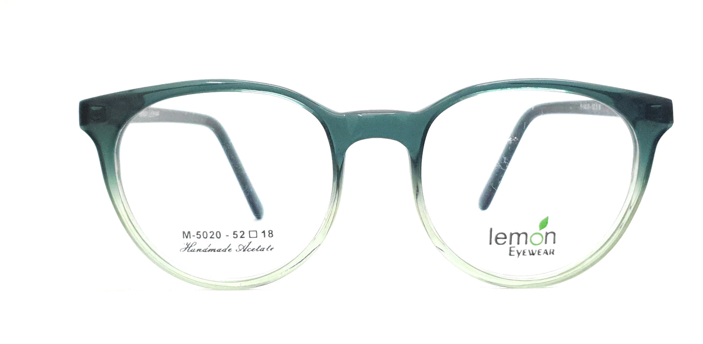 Round Eyeglasses Spectacle M-5020 with Power ANTI-GLARE-Reflective Glasses Gradual Green VS-011