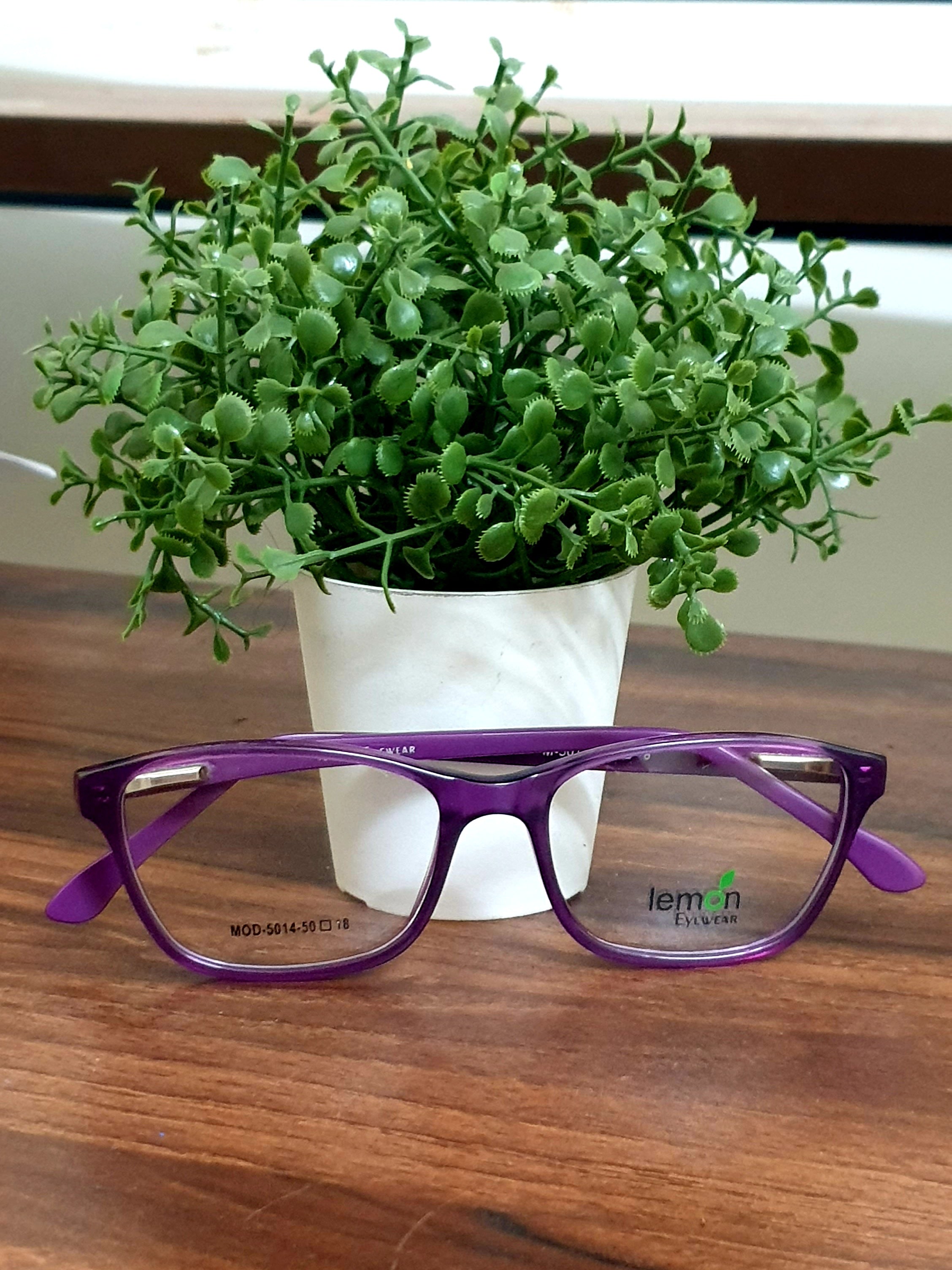 Fashionable Eyeglasses Spectacle MOD-5014 with Power ANTI-GLARE-Reflective Glasses Purple VS-008