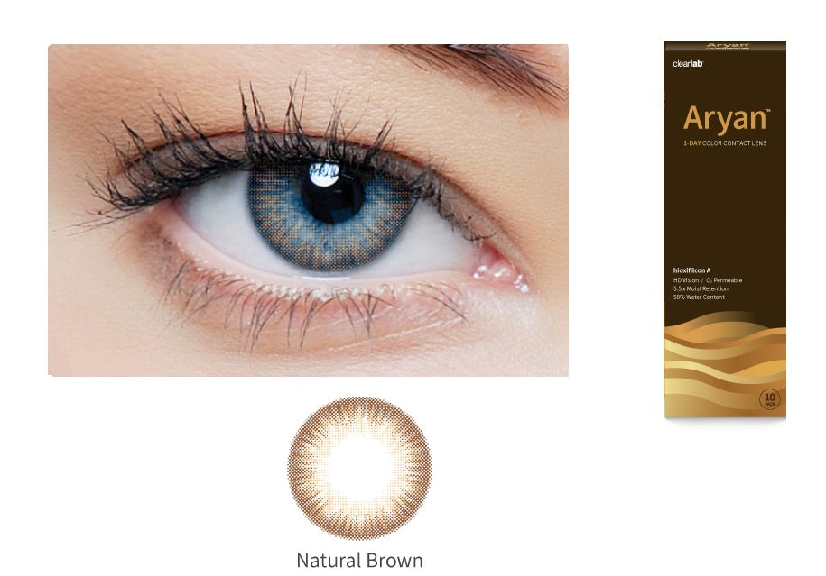 Aryan 1-Day Color Contact Lenses Disposable Contact Lens Natural Brown (10pcs in a Box)