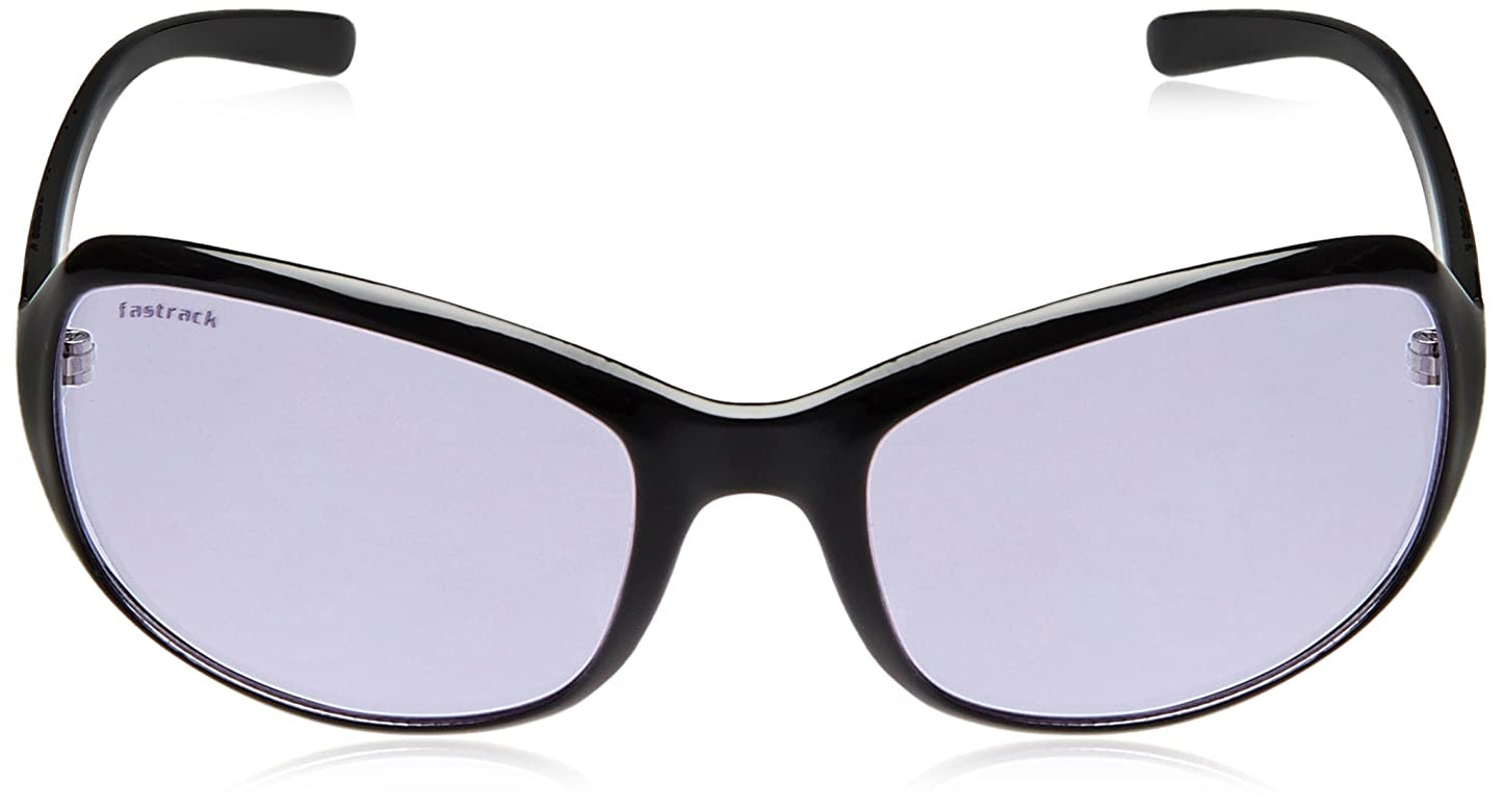 Fastrack Women Bug Eye Sunglasses Black Frame Purple Lens P180PR2F