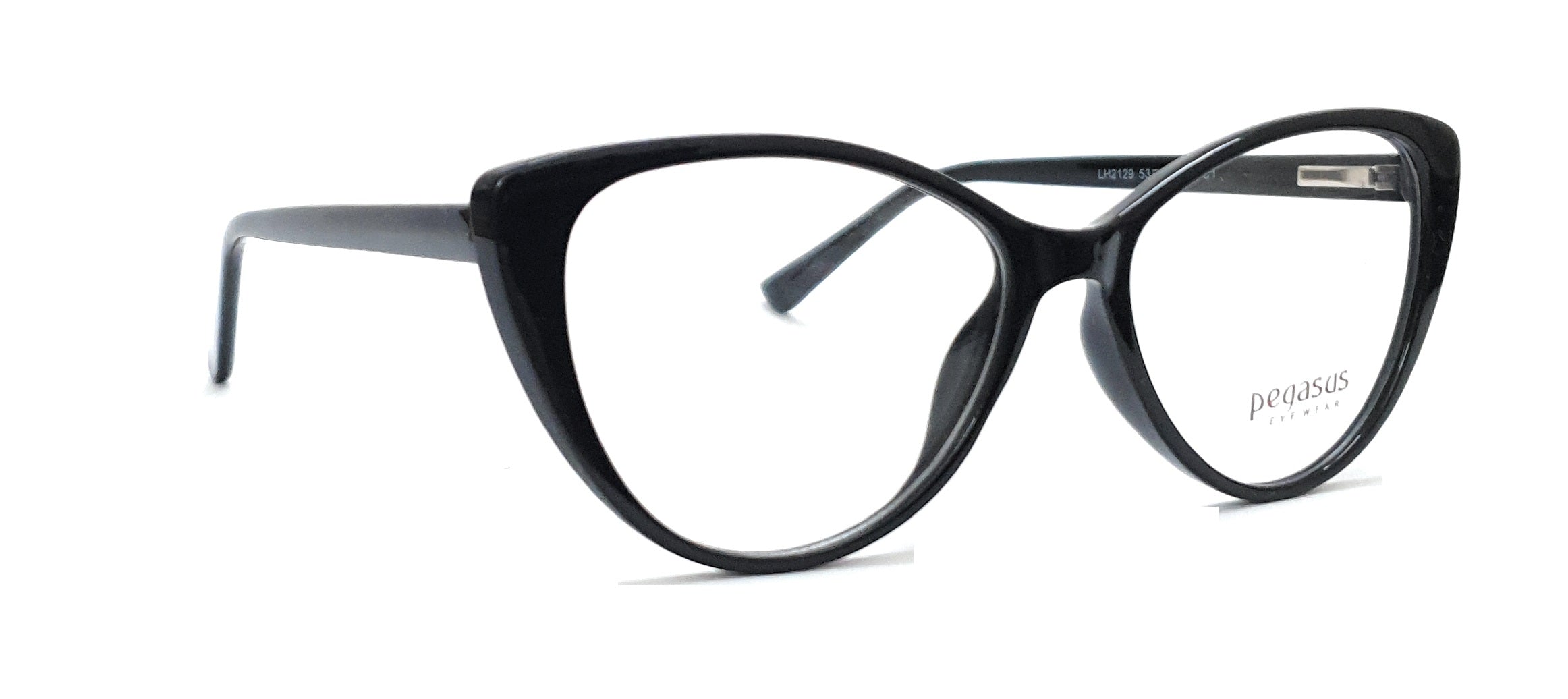 Pegasus CatEye Eyeglasses Spectacle LH2129 with Power ANTI-GLARE-Reflective Glasses Black PE-010