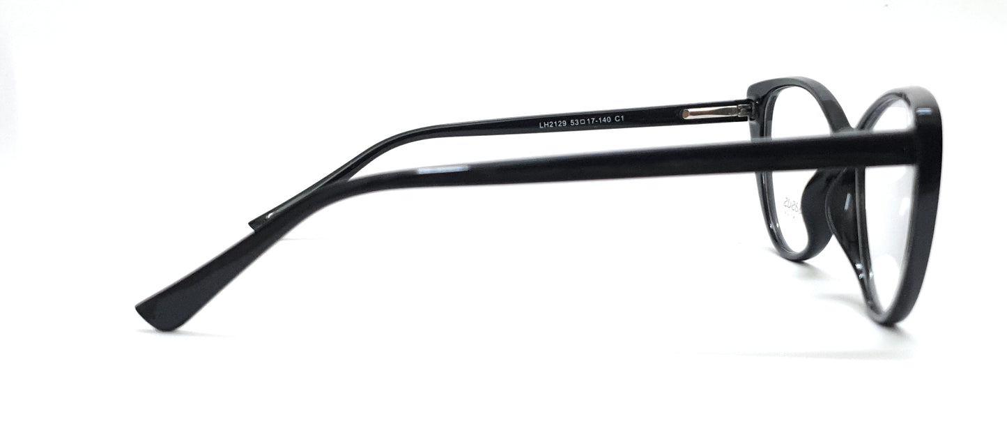 Pegasus CatEye Eyeglasses Spectacle LH2129 with Power ANTI-GLARE-Reflective Glasses Black PE-010
