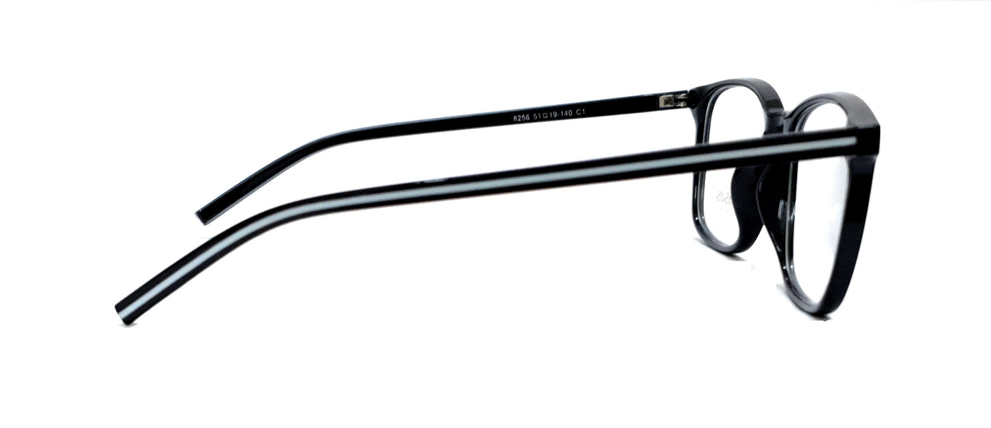Pegasus Trendy Eyeglasses Spectacle 8256 with Power ANTI-GLARE-Reflective Glasses Black PE-030