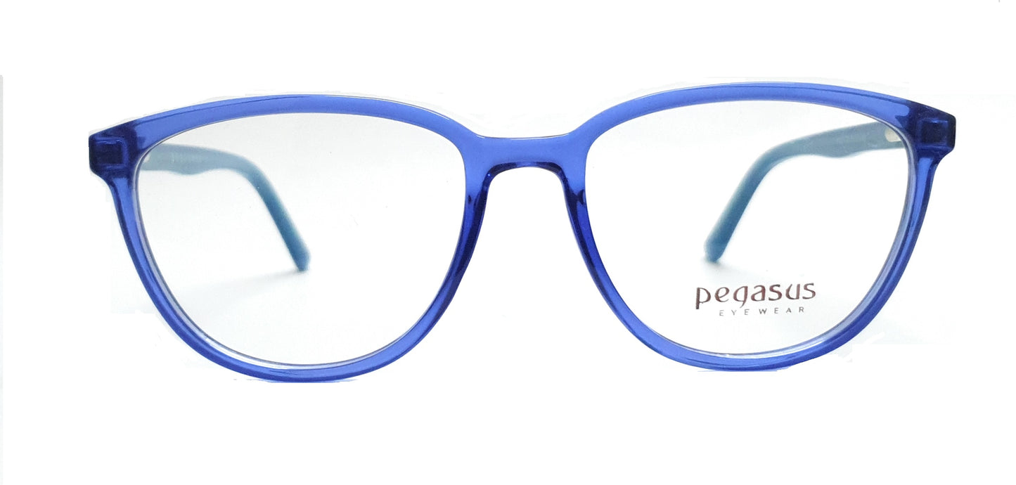 Pegasus Fashionable Eyeglasses Spectacle 1007 with Power ANTI-GLARE-Reflective Glasses Blue Transparent PE-051