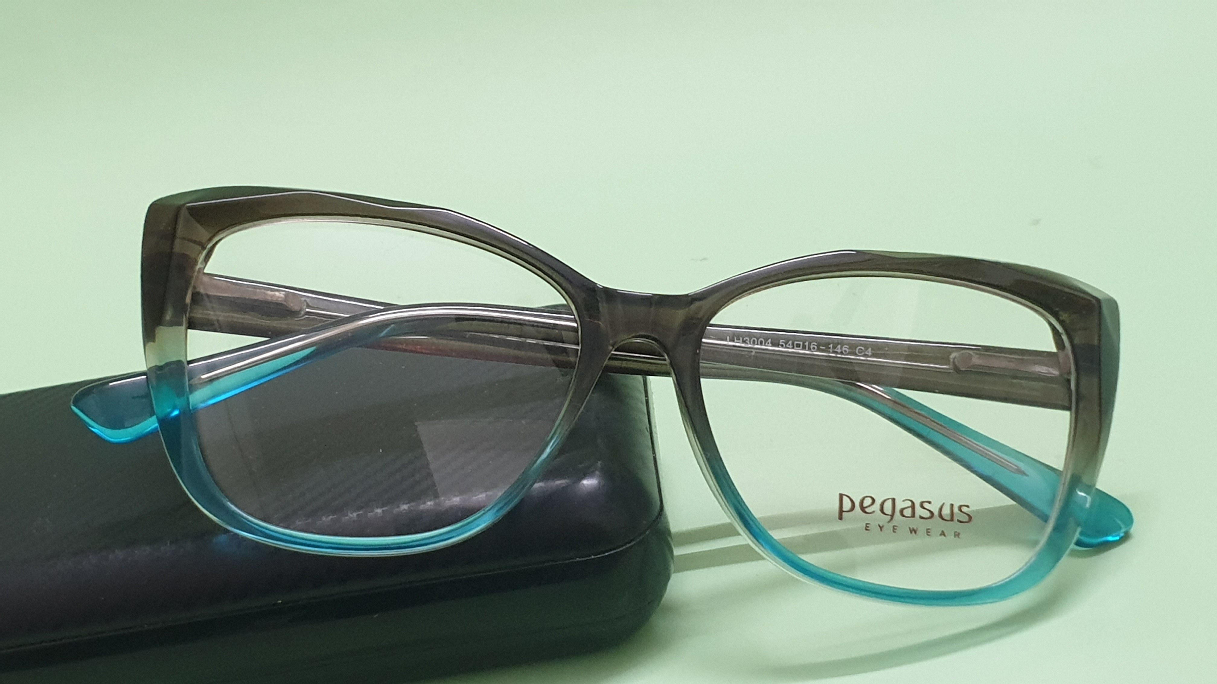 Pegasus Cateye Eyeglasses Spectacle LH3004 with Power ANTI-GLARE-Reflective Glasses Brown-blue PE-003