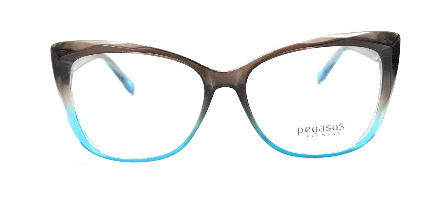 Pegasus Cateye Eyeglasses Spectacle LH3004 with Power ANTI-GLARE-Reflective Glasses Brown-blue PE-003