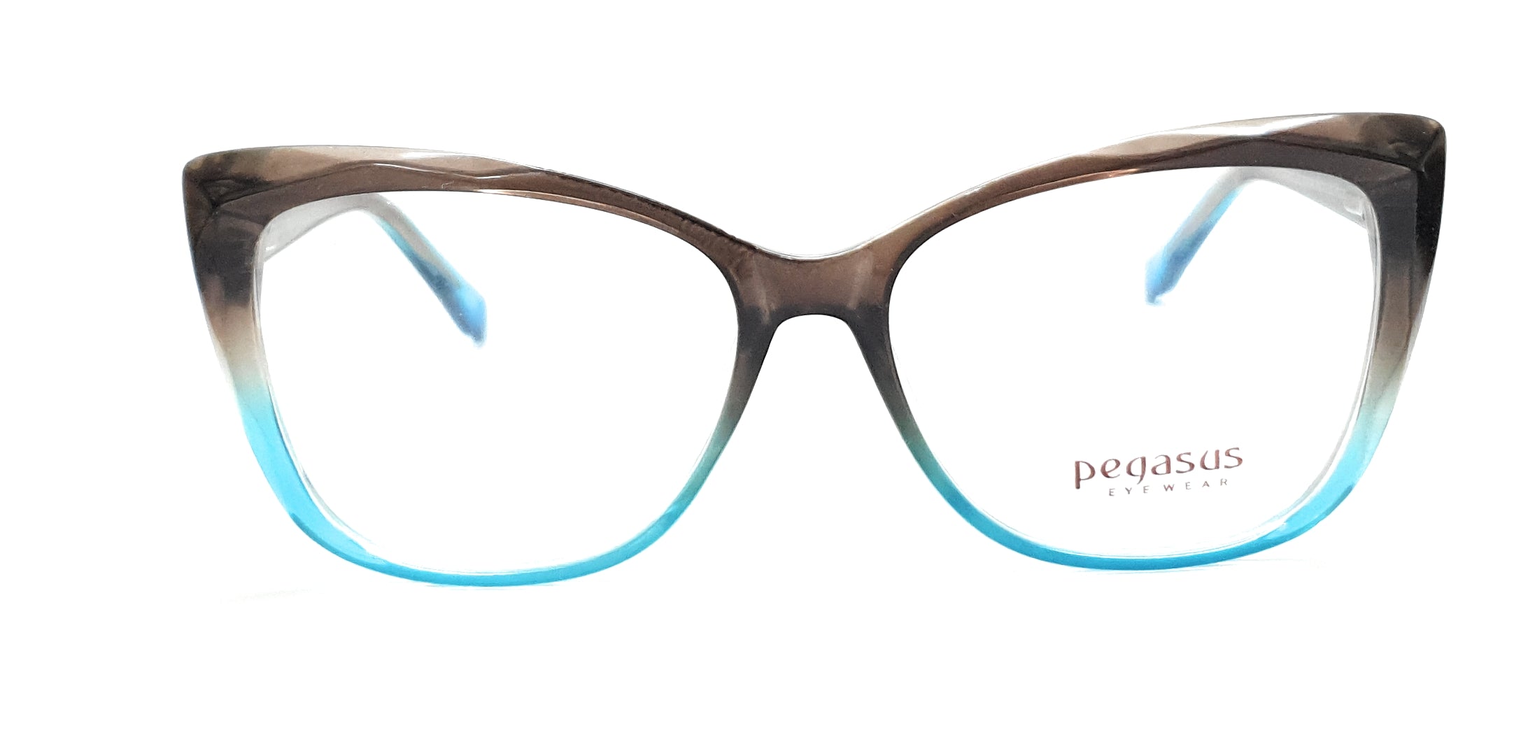 Pegasus Cateye Eyeglasses Spectacle LH3004 with Power ANTI-GLARE-Reflective Glasses Brown-blue PE-003