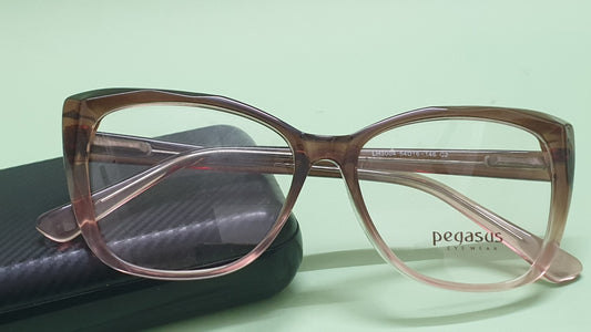 Pegasus Cateye Eyeglasses Spectacle LH3004 with Power ANTI-GLARE-Reflective Glasses Brown PE-005