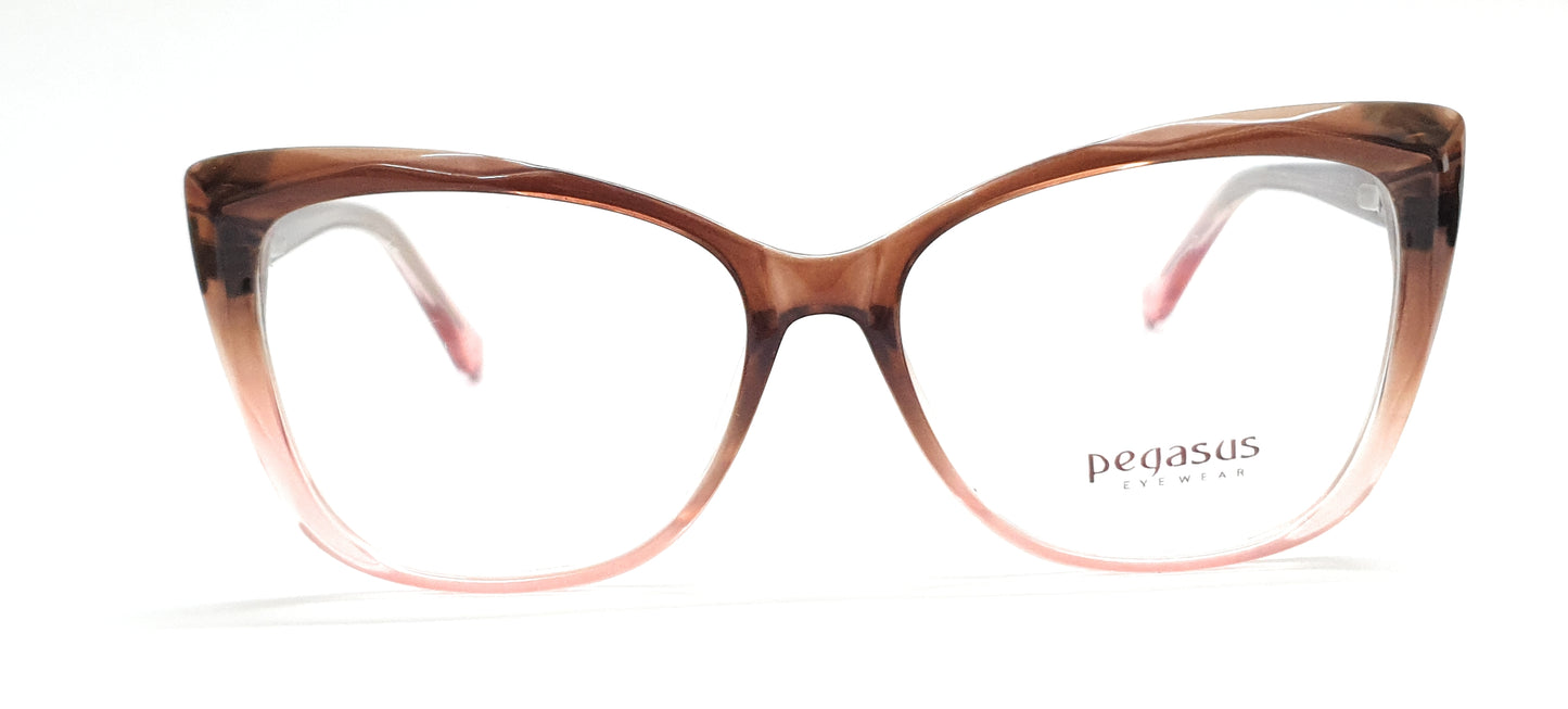 Pegasus Cateye Eyeglasses Spectacle LH3004 with Power ANTI-GLARE-Reflective Glasses Brown PE-005