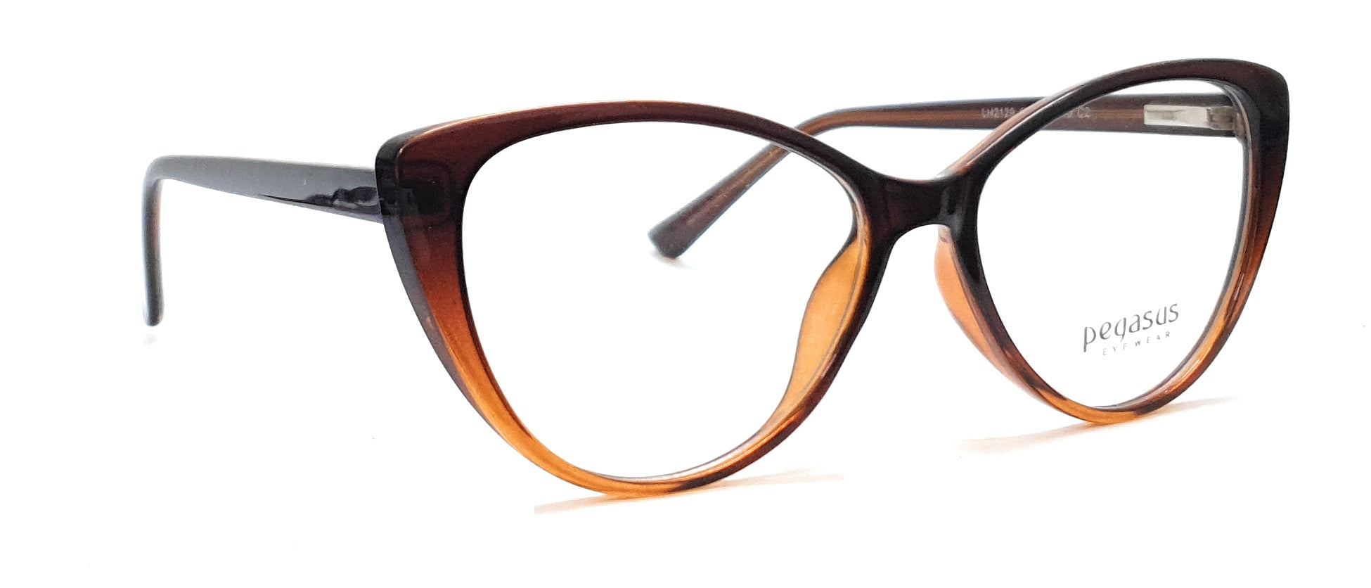 Pegasus CatEye Eyeglasses Spectacle LH2129 with Power ANTI-GLARE-Reflective Glasses Brown PE-014