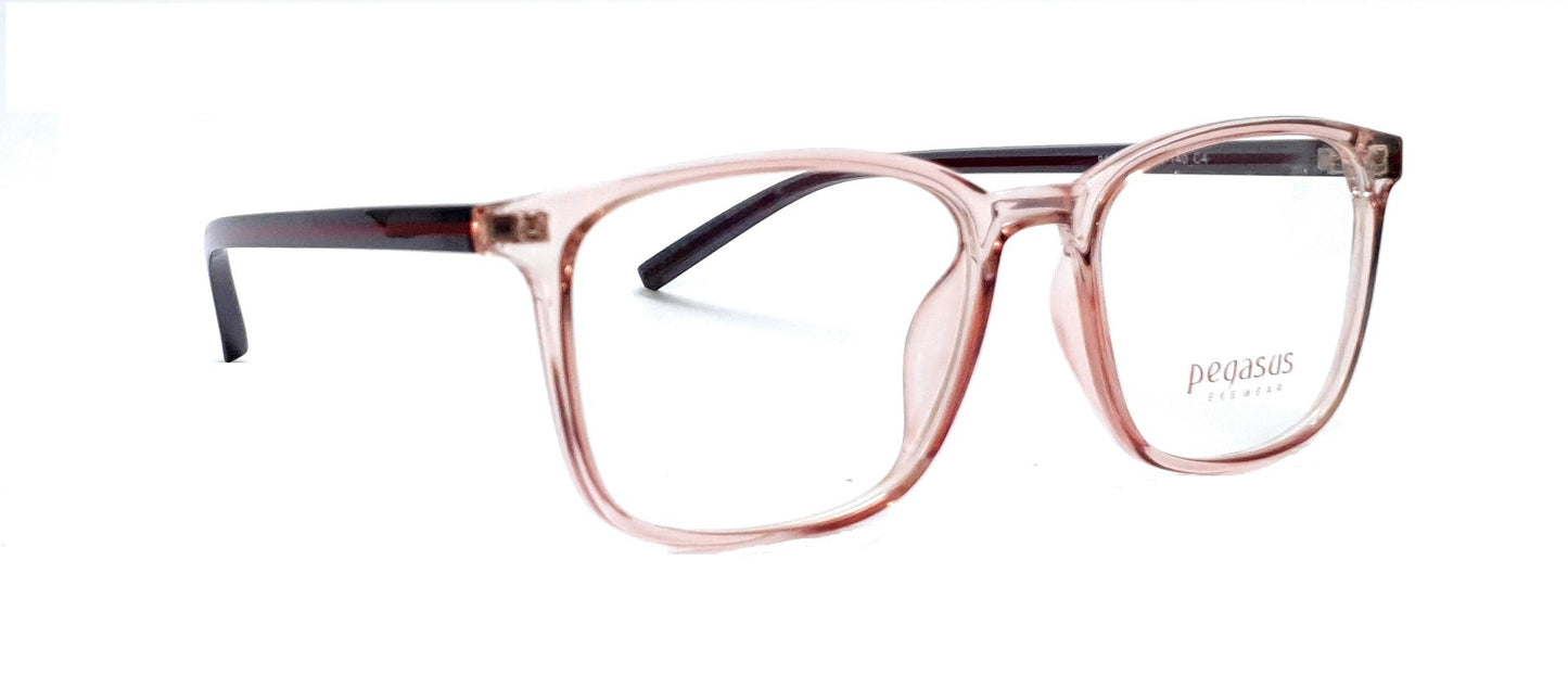 Pegasus Trendy Eyeglasses Spectacle 8256 with Power ANTI-GLARE-Reflective Glasses Brown Transparent PE-029