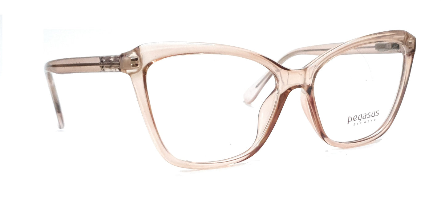 Pegasus Retro Eyeglasses Spectacle LH3009 with Power ANTI-GLARE-Reflective Glasses Brown Transparent PE-040