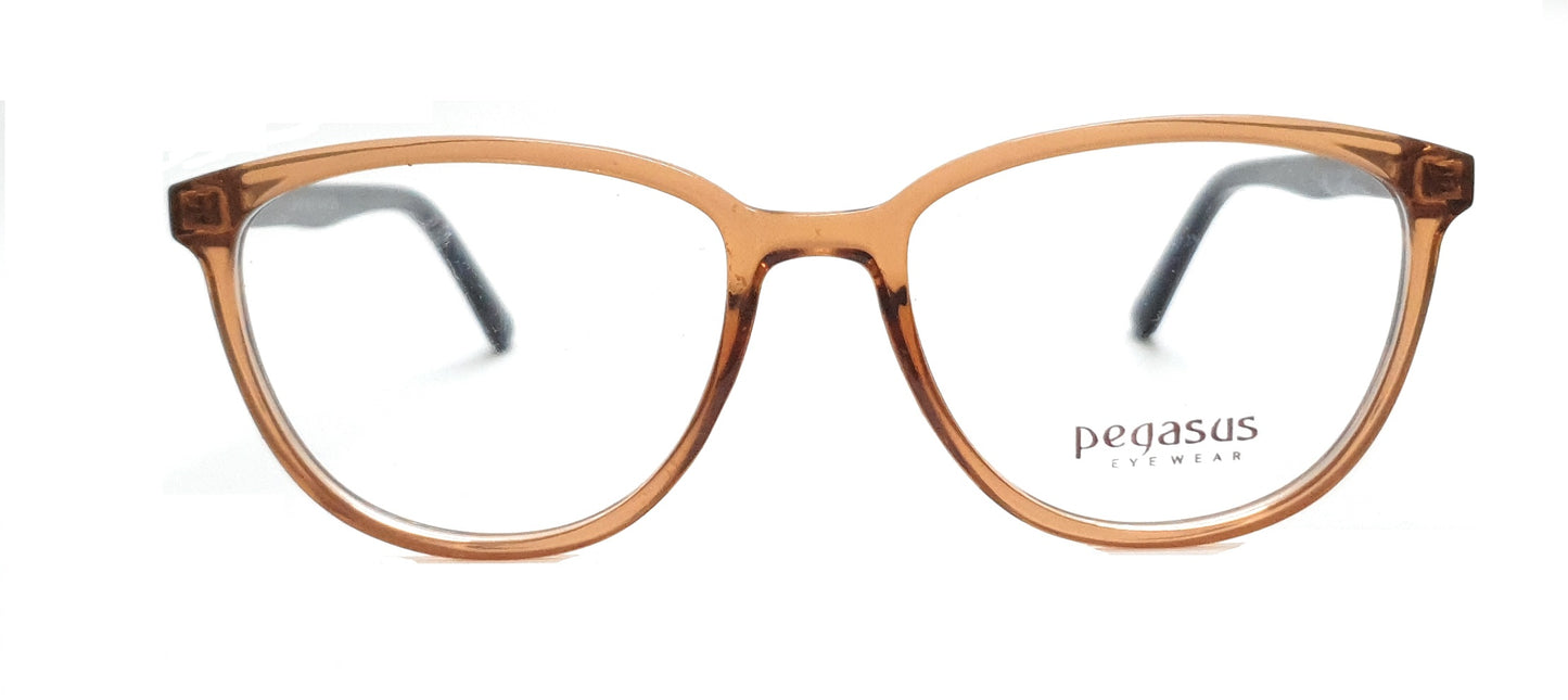 Pegasus Fashionable Eyeglasses Spectacle 1007 with Power ANTI-GLARE-Reflective Glasses Brown Transparent PE-052