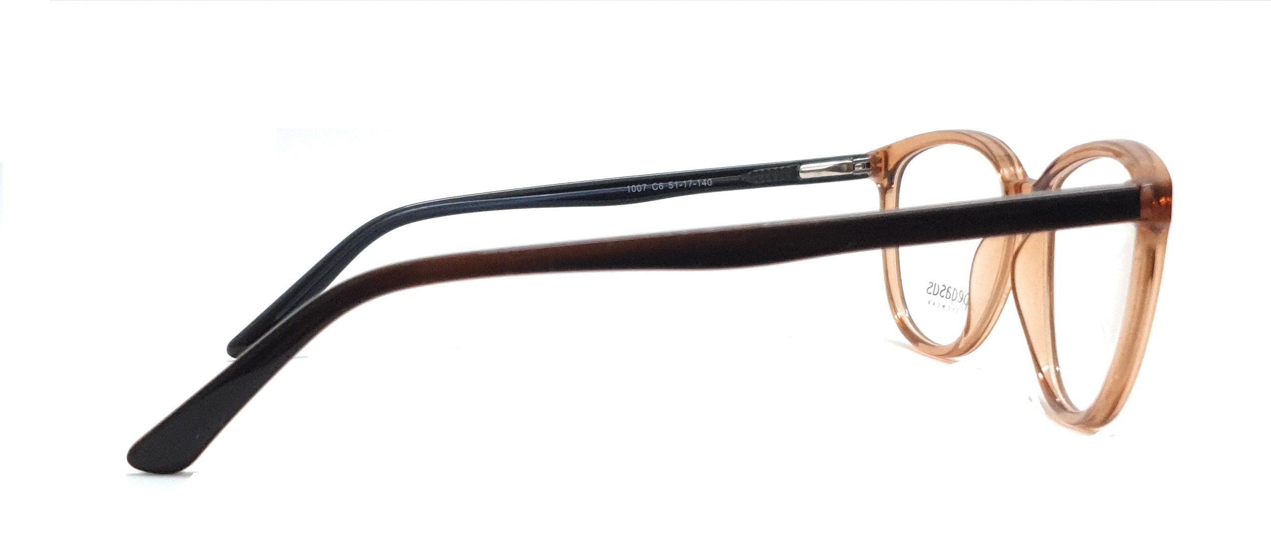 Pegasus Fashionable Eyeglasses Spectacle 1007 with Power ANTI-GLARE-Reflective Glasses Brown Transparent PE-052