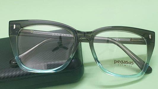 Pegasus Retro Eyeglasses Spectacle LH6003 with Power ANTI-GLARE-Reflective Glasses Gradual Black-Blue PE-027