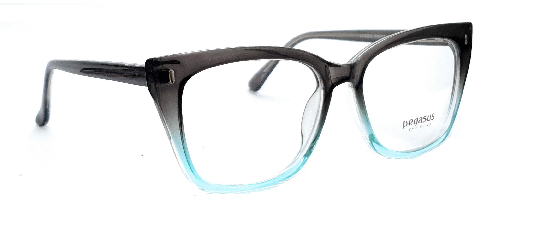 Gradual black and blue spectacle glasses