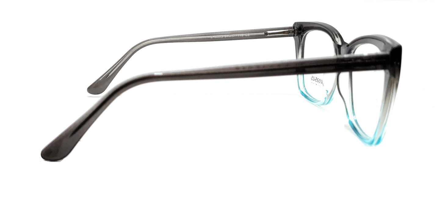 Pegasus Retro Eyeglasses Spectacle LH6003 with Power ANTI-GLARE-Reflective Glasses Gradual Black-Blue PE-027