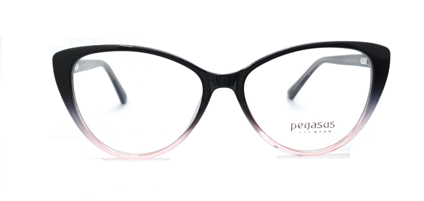 Pegasus CatEye Eyeglasses Spectacle LH2129 with Power ANTI-GLARE-Reflective Glasses Gradual Black PE-012