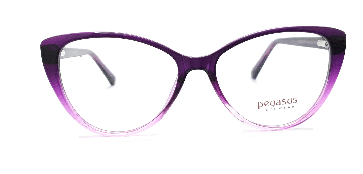 Pegasus CatEye Eyeglasses Spectacle LH2129 with Power ANTI-GLARE-Reflective Glasses Gradual Purple PE-013