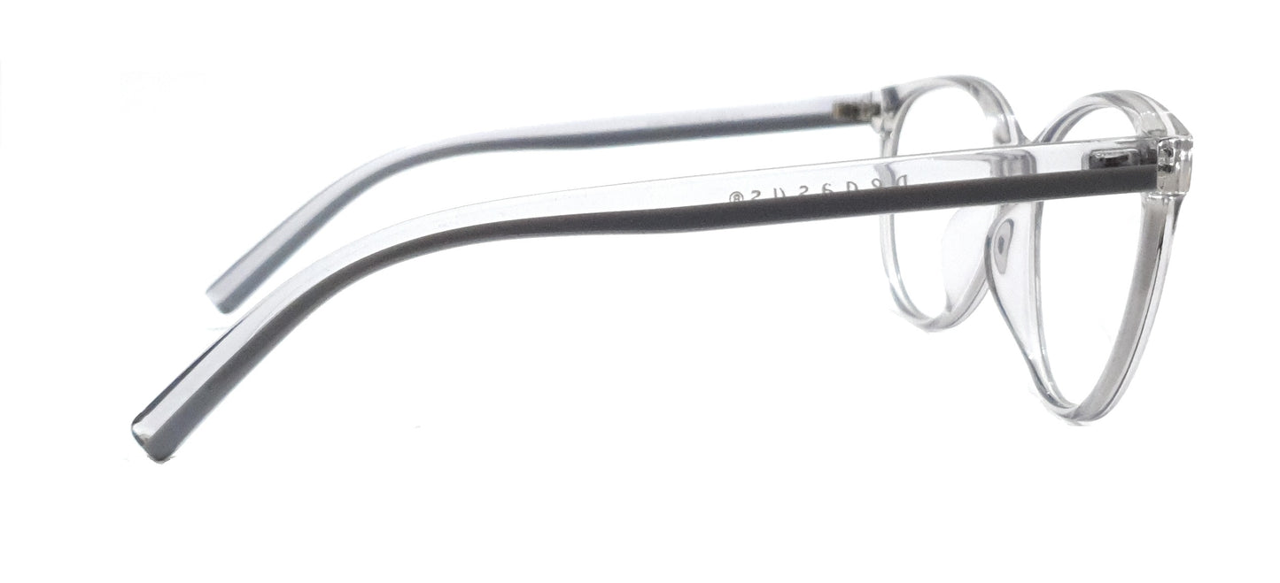 Pegasus Round Eyeglasses Spectacle 8265 with Power ANTI-GLARE-Reflective Glasses Grey Transparent PE-047