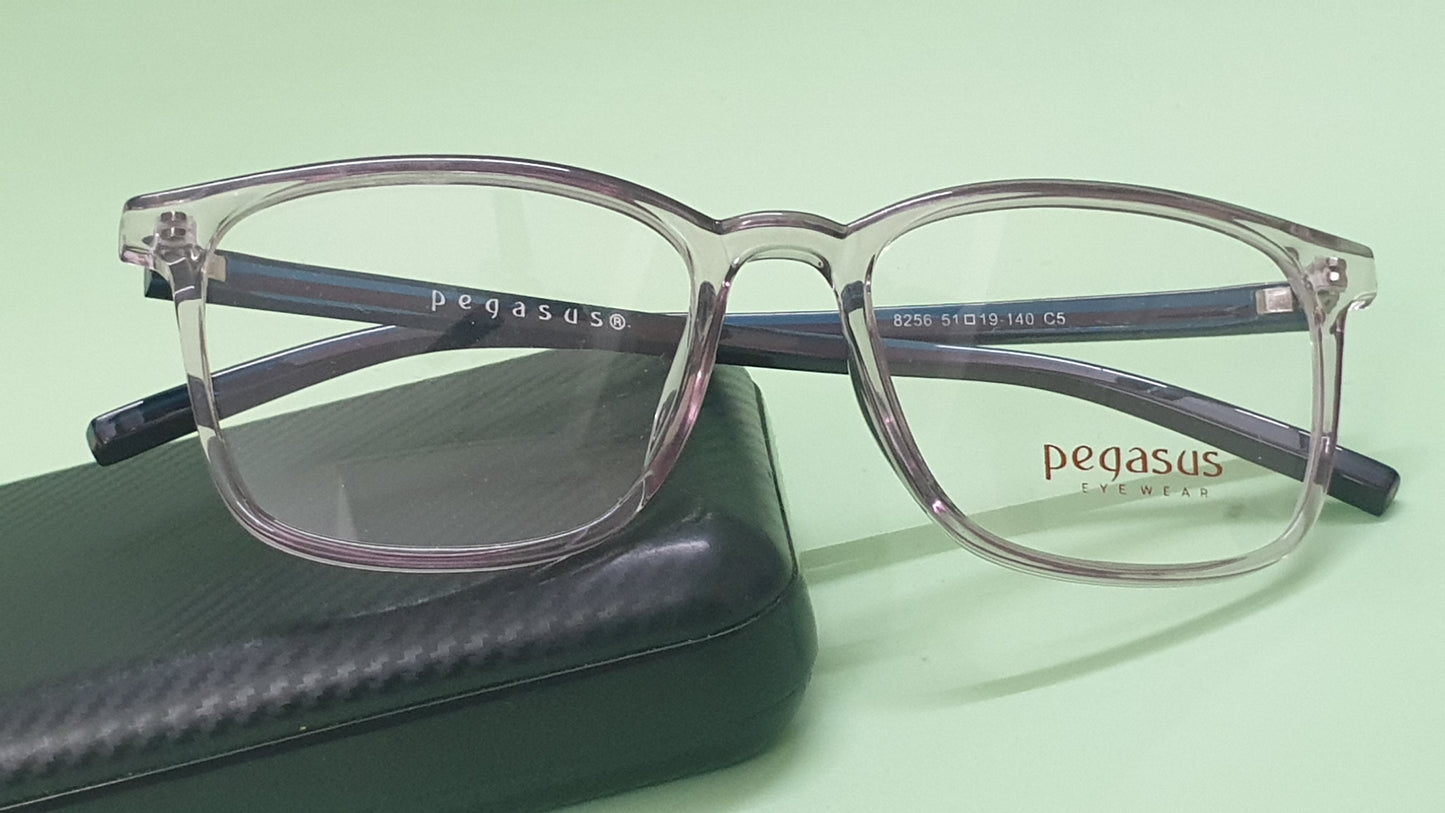 Pegasus Trendy Eyeglasses Spectacle 8256 with Power ANTI-GLARE-Reflective Glasses Light Pink Transparent PE-032
