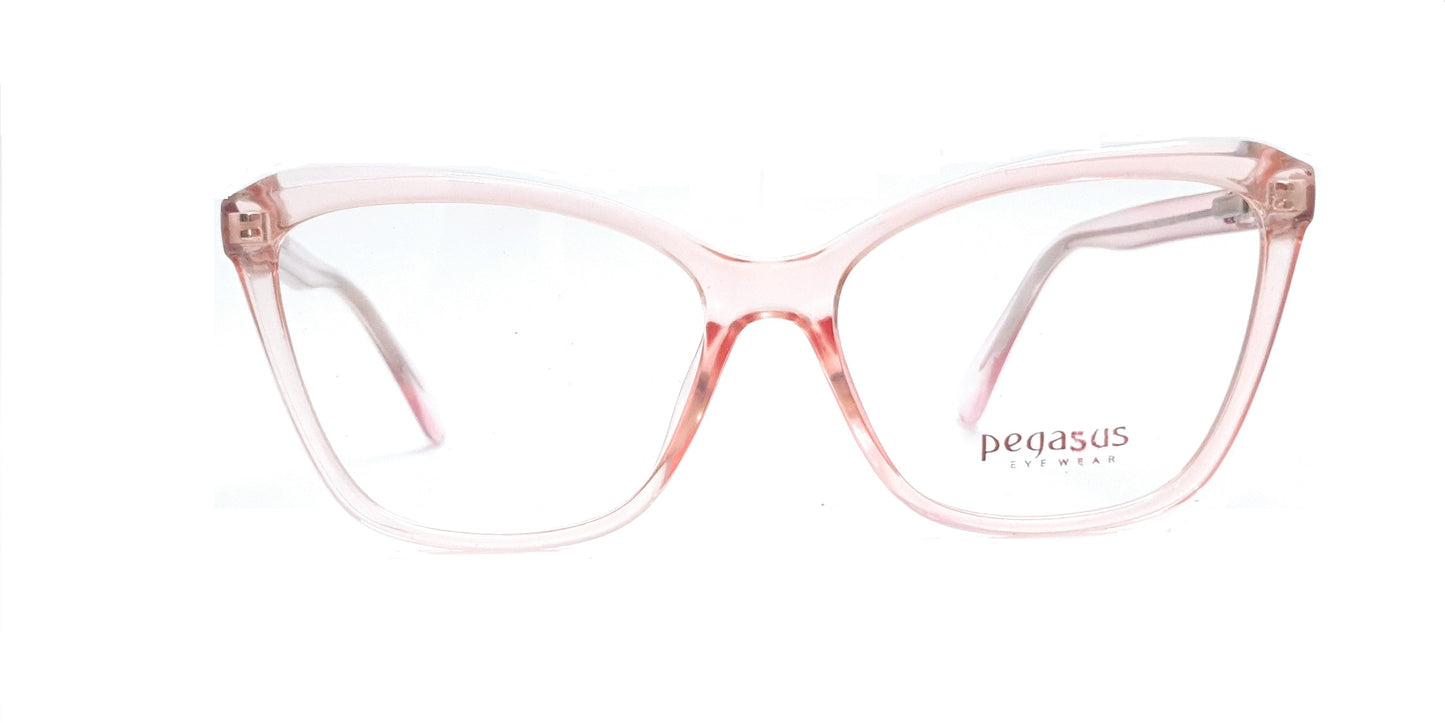 Pegasus Retro Eyeglasses Spectacle LH3009 with Power ANTI-GLARE-Reflective Glasses Pink Transparent PE-038