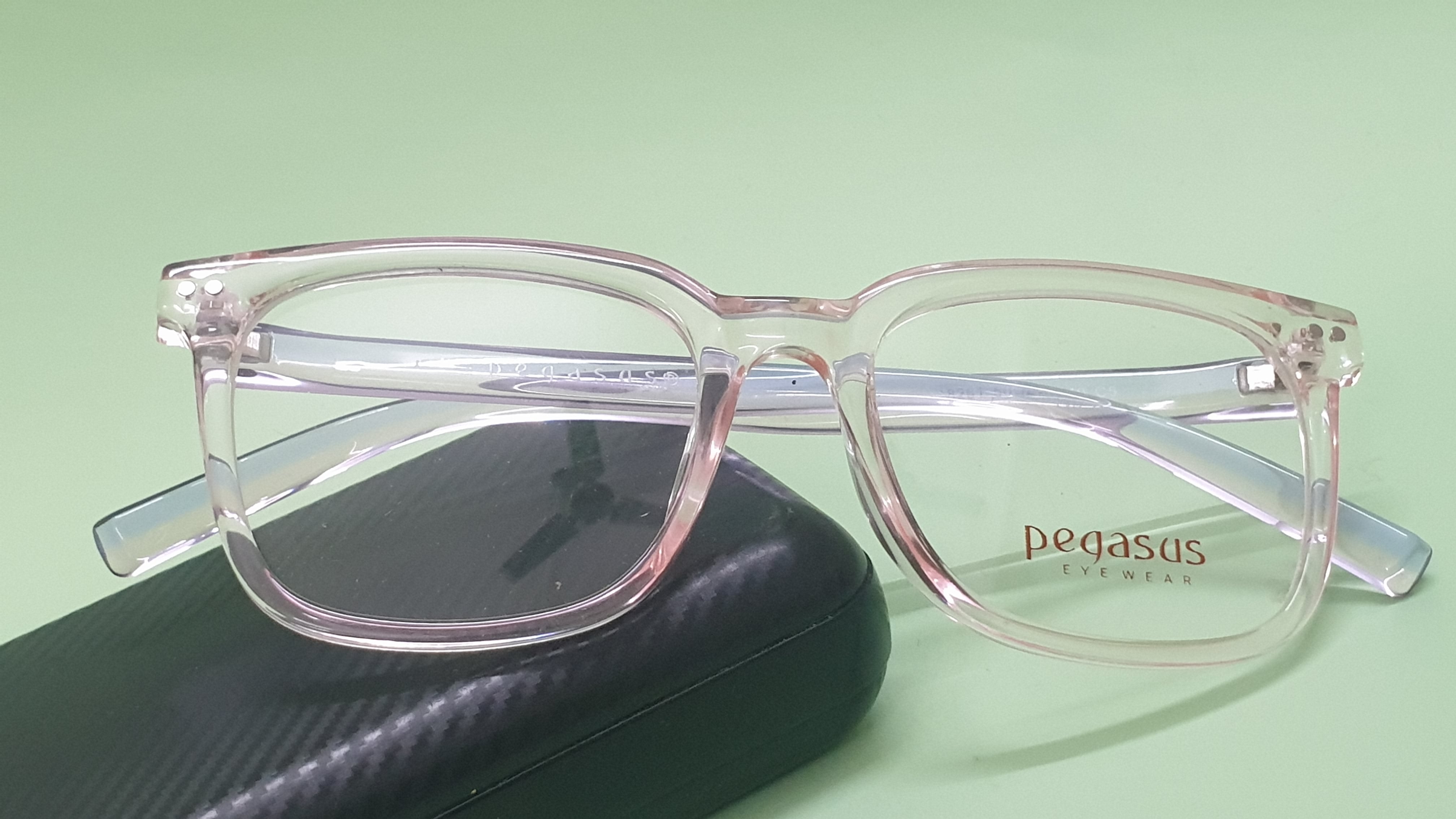 Pegasus Eyeglasses Spectacle 8261 with Power ANTI-GLARE-Reflective Glasses Pink Transparent PE-044