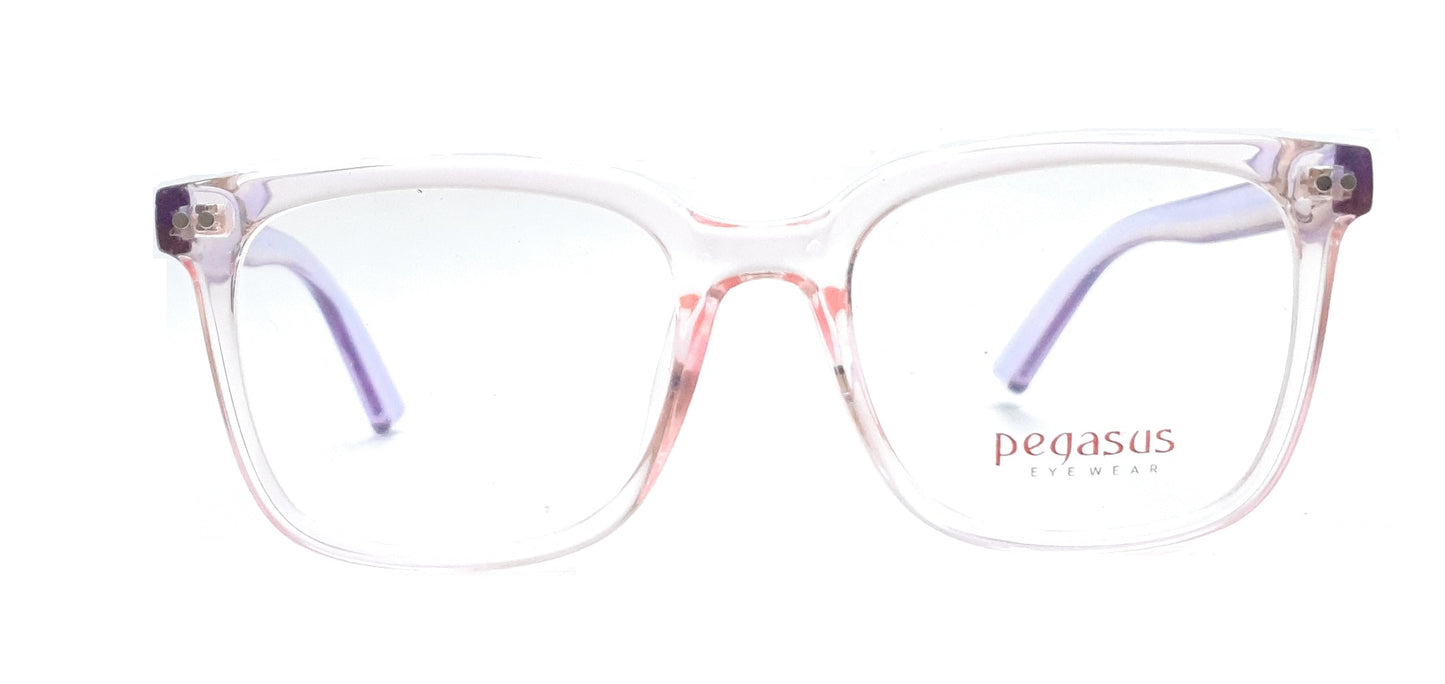Pegasus Eyeglasses Spectacle 8261 with Power ANTI-GLARE-Reflective Glasses Pink Transparent PE-044