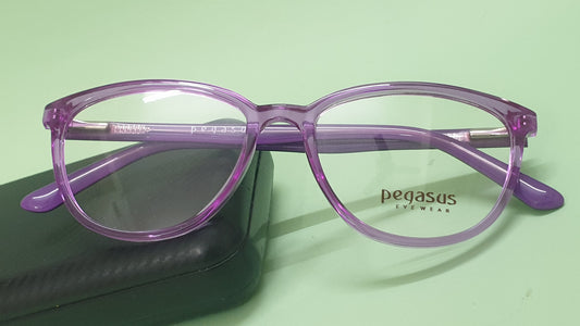 Pegasus Fashionable Eyeglasses Spectacle 1007 with Power ANTI-GLARE-Reflective Glasses Purple PE-055