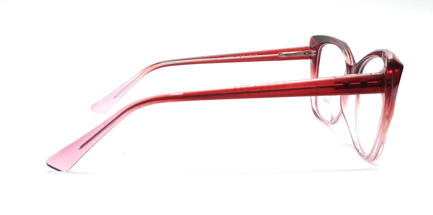 Pegasus Cateye Eyeglasses Spectacle LH3004 with Power ANTI-GLARE-Reflective Glasses Red-Pink PE-004