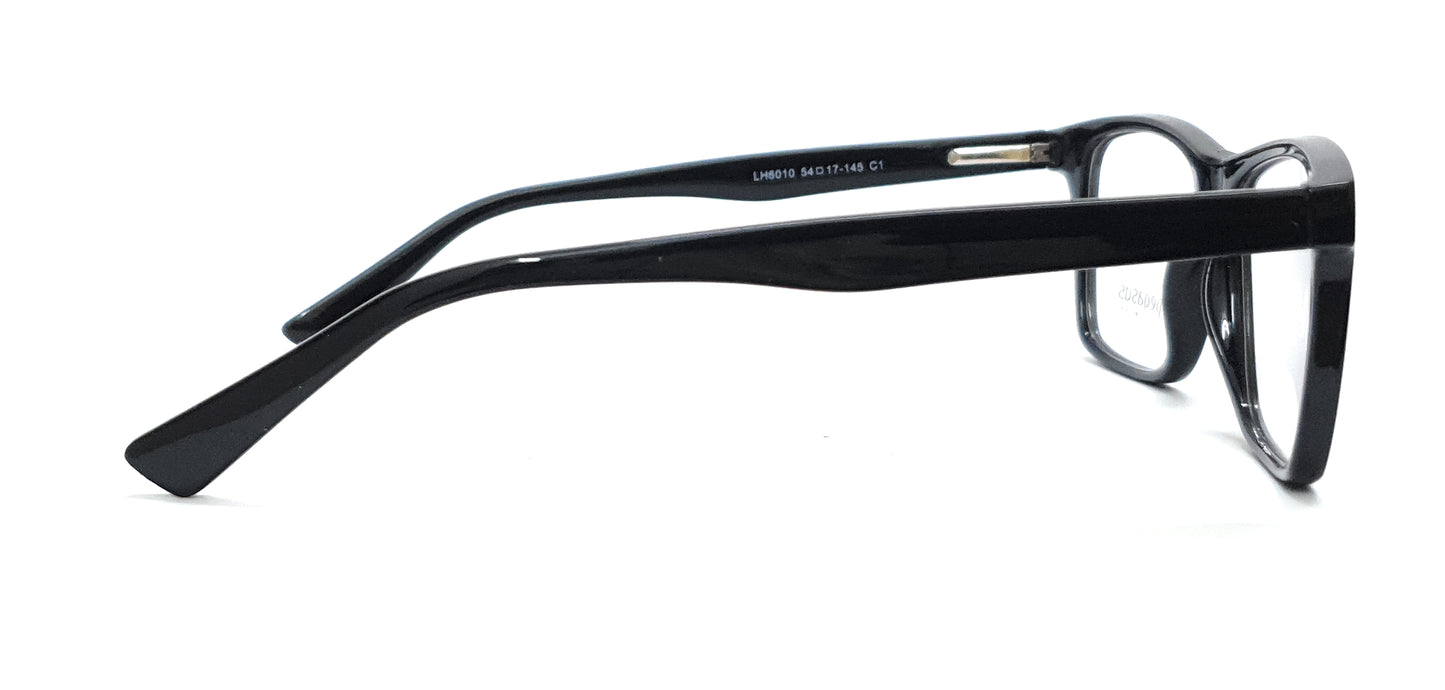 Pegasus Wayfarer Eyeglasses Spectacle LH6010 with Power ANTI-GLARE-Reflective Glasses Shining Black PE-015