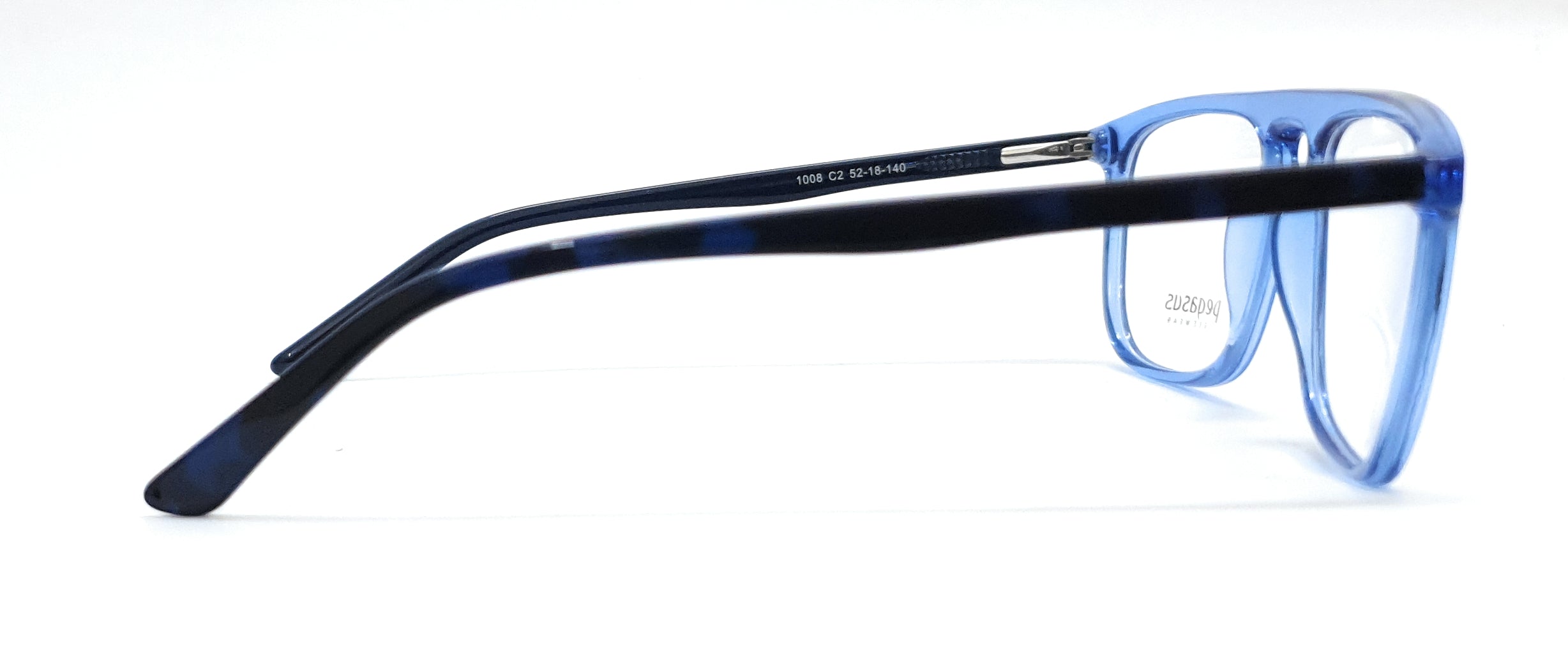 Pegasus Retro Eyeglasses Spectacle 1008 with Power ANTI-GLARE-Reflective Glasses Transparent Blue PE-008