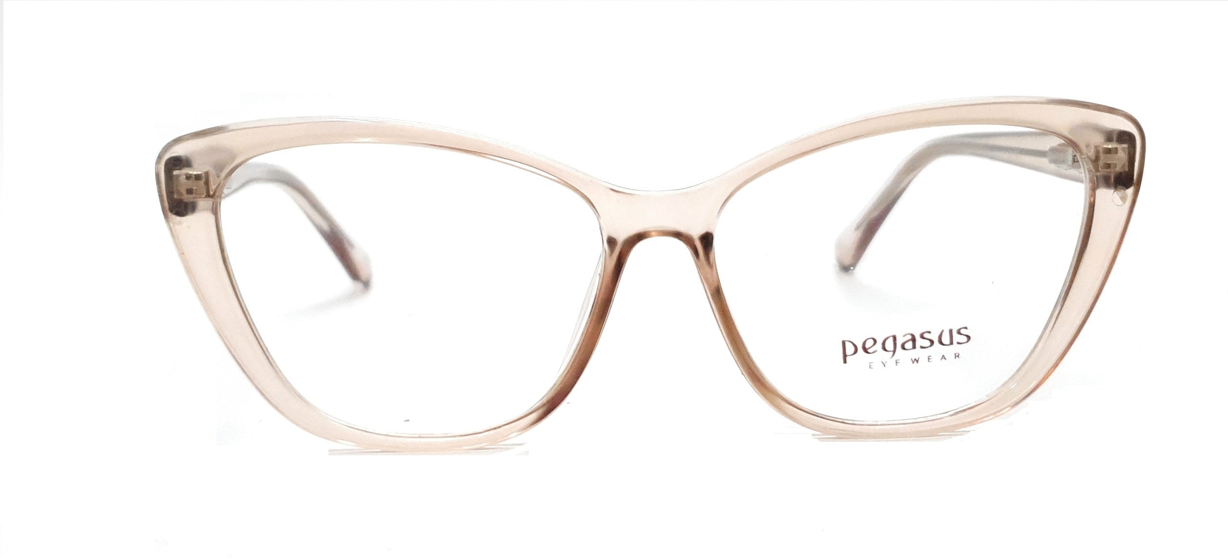 Pegasus Cateye Eyeglasses Spectacle LH3008 with Power ANTI-GLARE-Reflective Glasses Transparent Brown PE-022