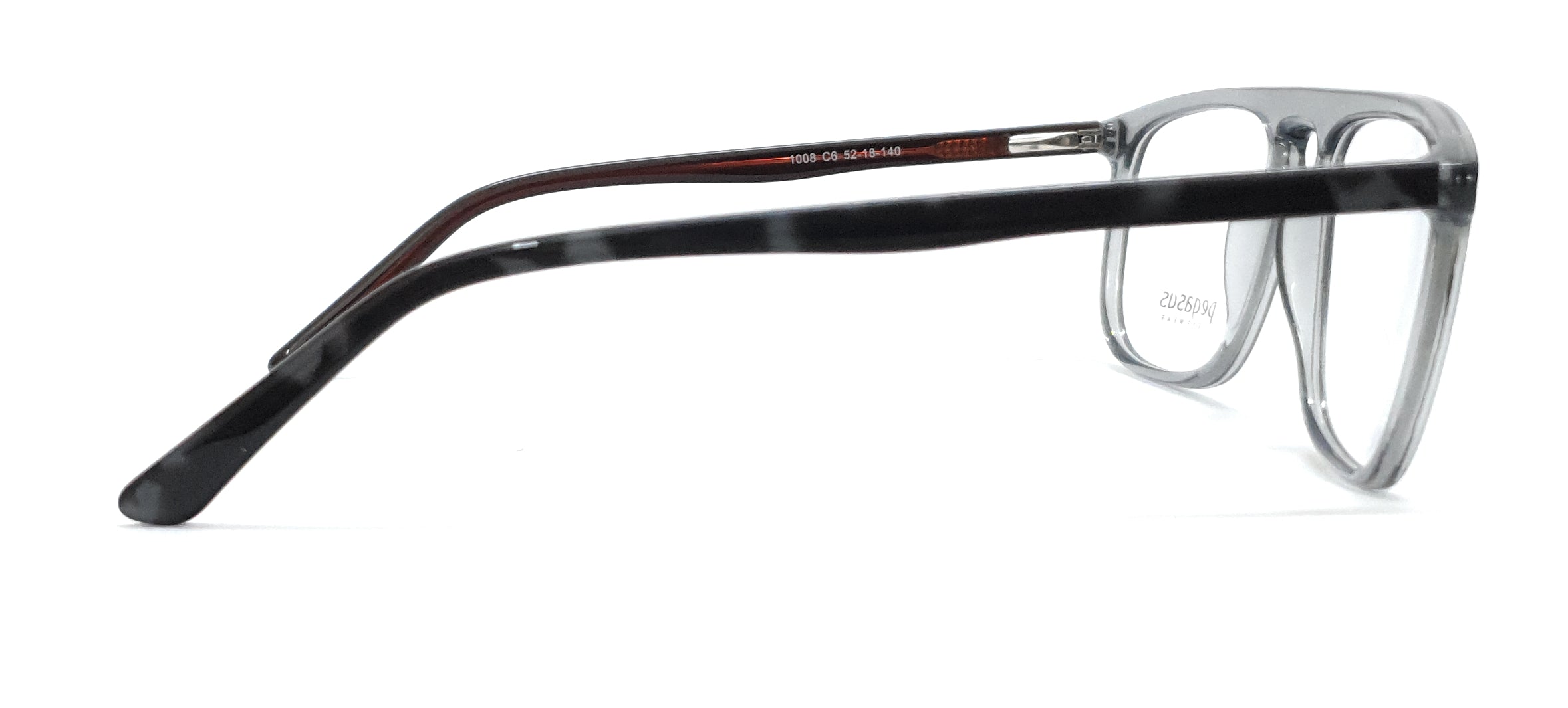 Pegasus Retro Eyeglasses Spectacle 1008 with Power ANTI-GLARE-Reflective Glasses Transparent Grey PE-007