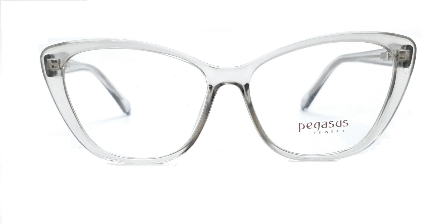 Pegasus Cateye Eyeglasses Spectacle LH3008 with Power ANTI-GLARE-Reflective Glasses Transparent Grey PE-023