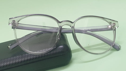 Pegasus Round Eyeglasses Spectacle 8263 with Power ANTI-GLARE-Reflective Glasses Grey Transparent PE-035
