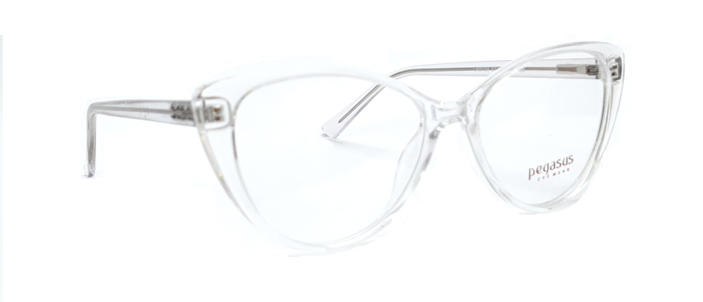 Pegasus CatEye Eyeglasses Spectacle LH2129 with Power ANTI-GLARE-Reflective Glasses Transparent White PE-011