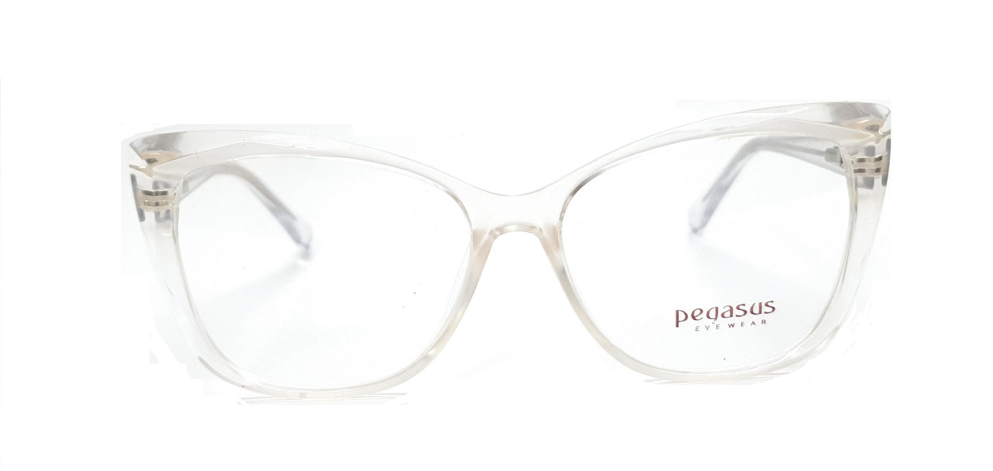 Pegasus Cateye Eyeglasses Spectacle LH3004 with Power ANTI-GLARE-Reflective Glasses White Transparent PE-002