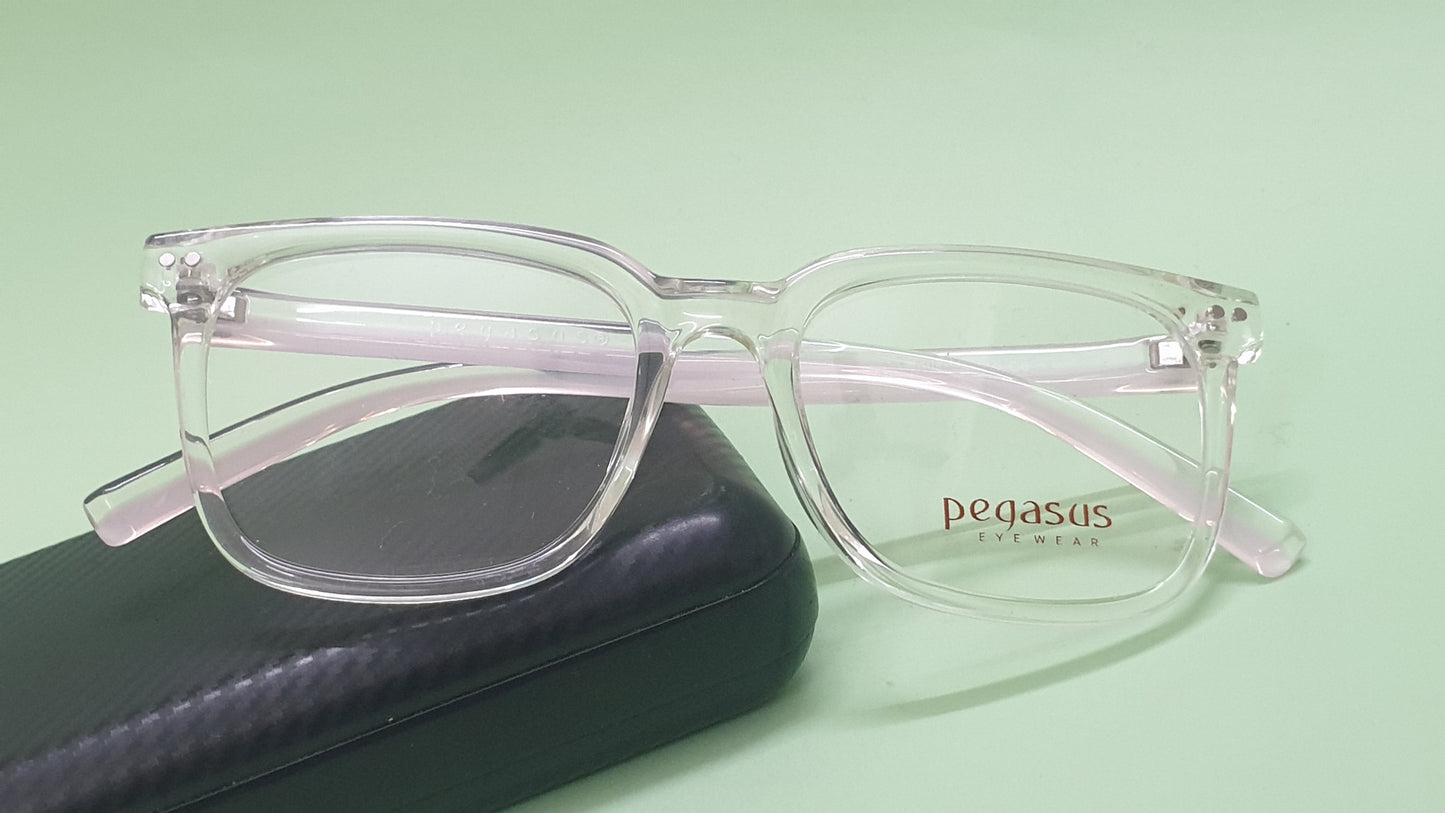 Pegasus Eyeglasses Spectacle 8261 with Power ANTI-GLARE-Reflective Glasses White Transparent PE-042