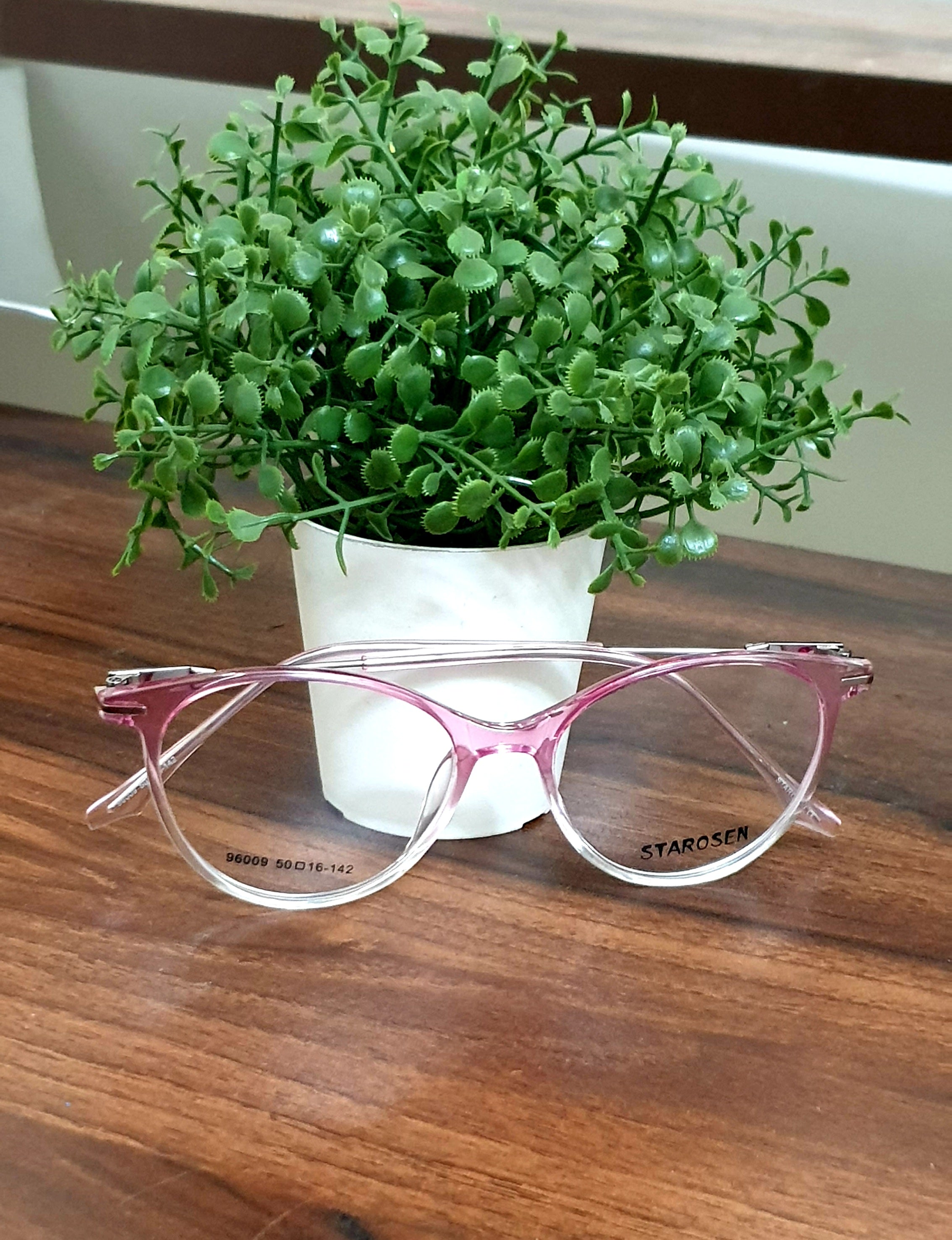 Round Eyeglasses Spectacle 96009 with Power ANTI-GLARE-Reflective Glasses Gradual Pink VS-021