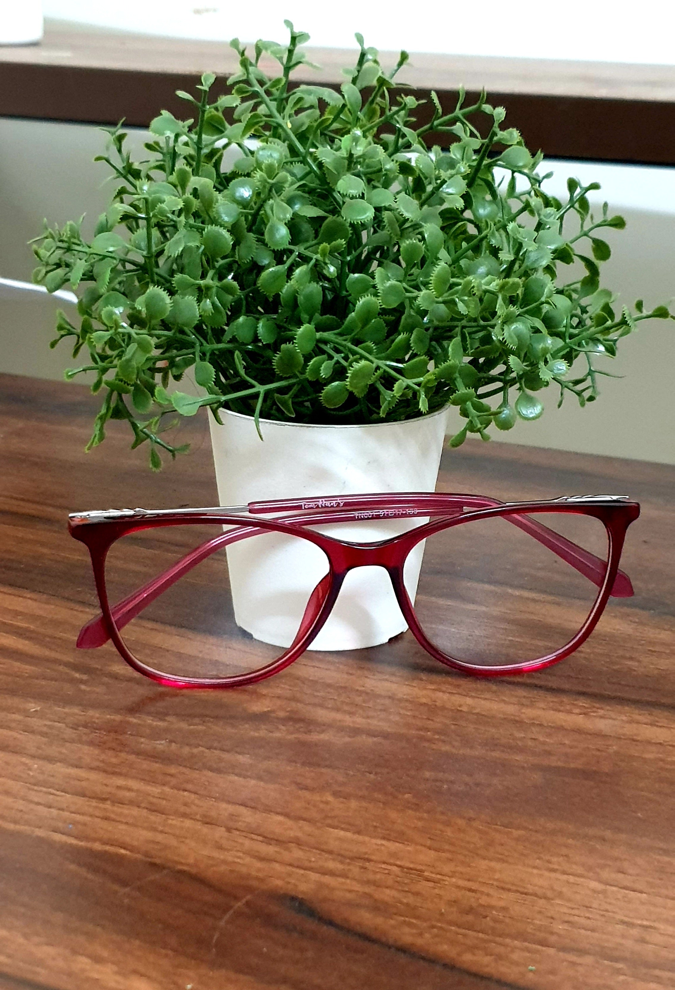 Trendy Eyeglasses Spectacle TN-001 with Power ANTI-GLARE-Reflective Glasses Red VS-017